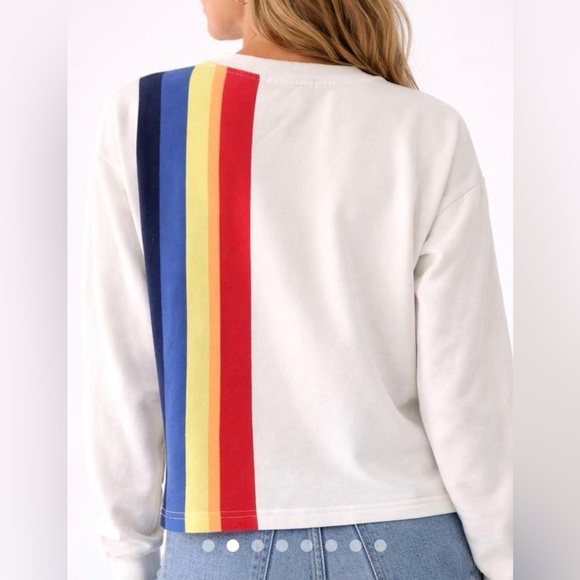 Marine Layer White Top with Colorful Stripes, Sz L (P2P 22”) - Picture 2 of 6